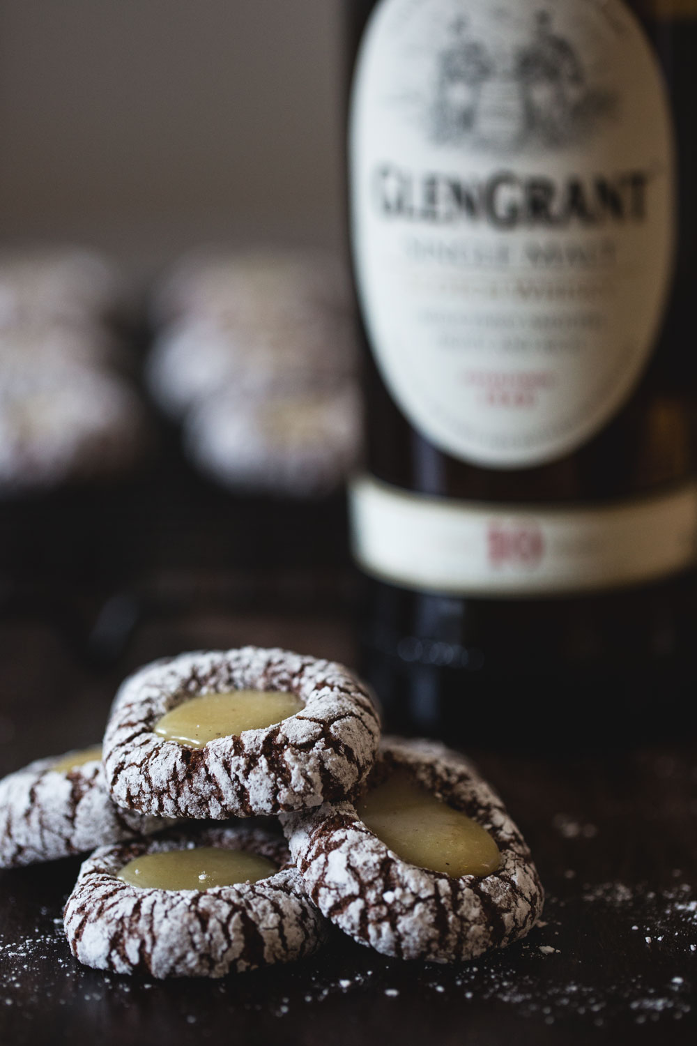 chocolate crinkle thumbprint cookies